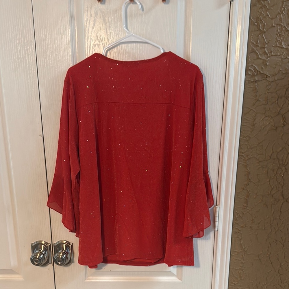 Elegant Red With Gold Threads Women's Top - Picture 2 of 15